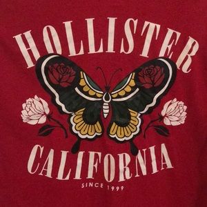 Hollister Butterfly + White Rose Long Sleeve